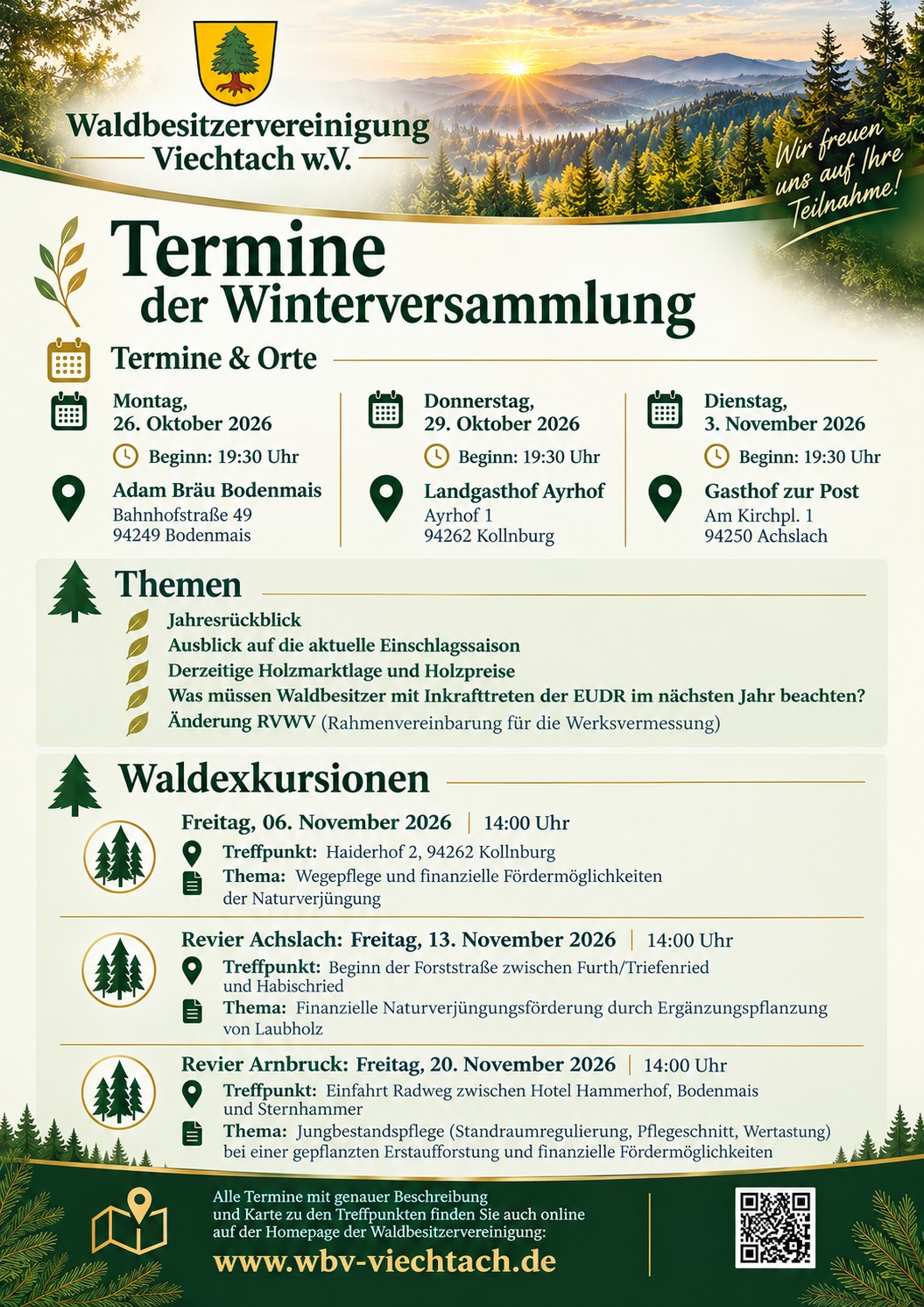 Winterversammlungen WBV Viechtach und AELF Regen
